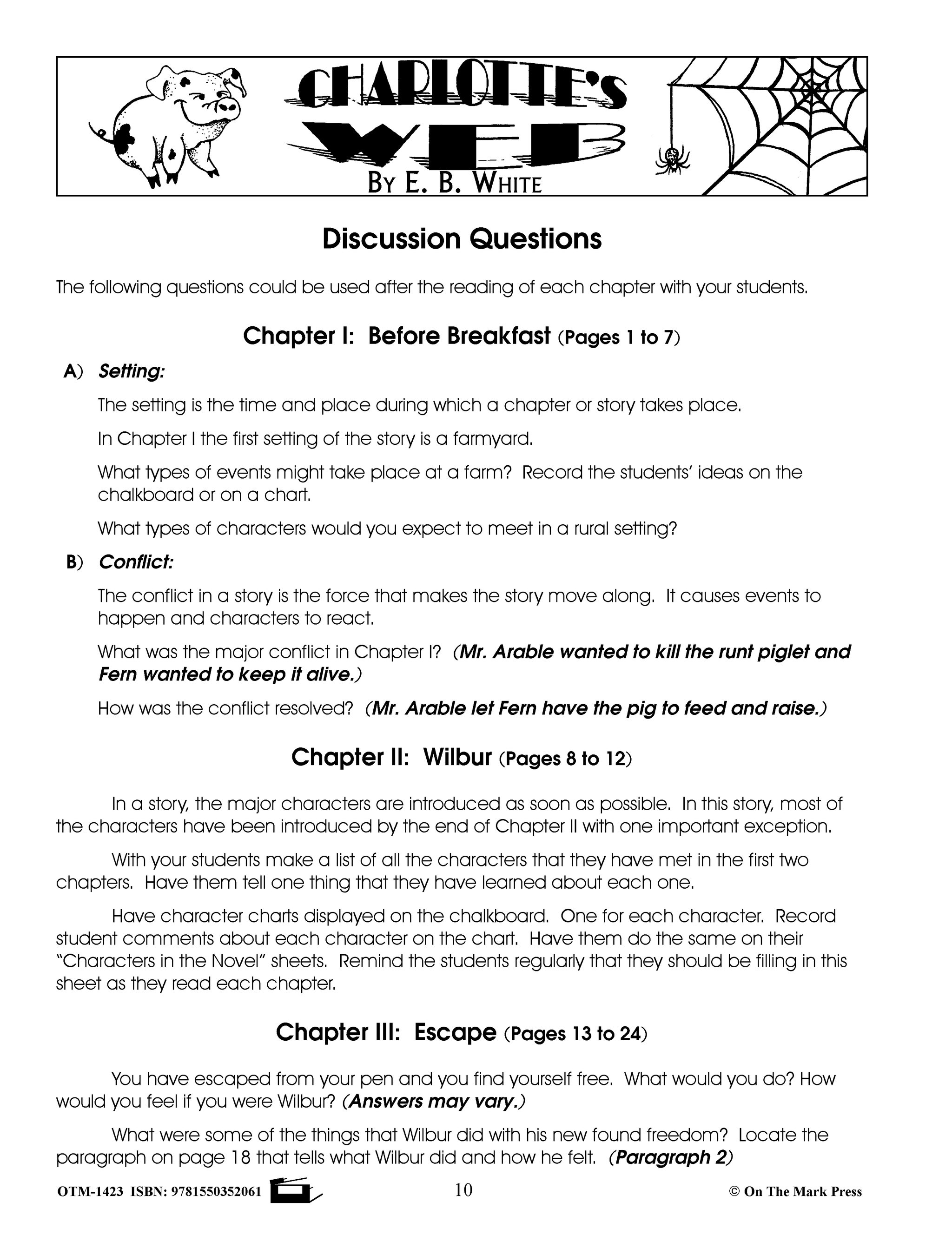 Charlotte's Web, A Novel by E.B. White Novel Study/Lit Link Grades 4-6