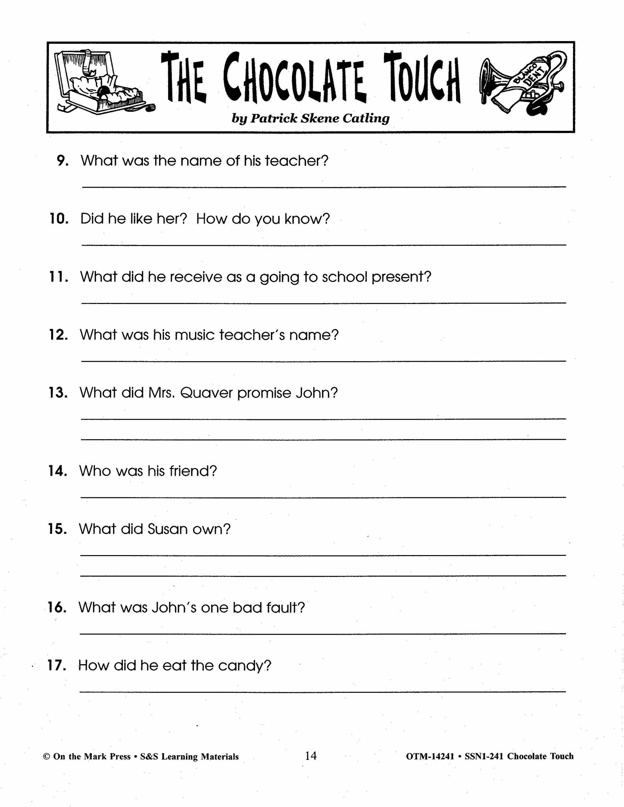 Chocolate Touch, by Patrick Skene Cating Lit Link Grades 4-6