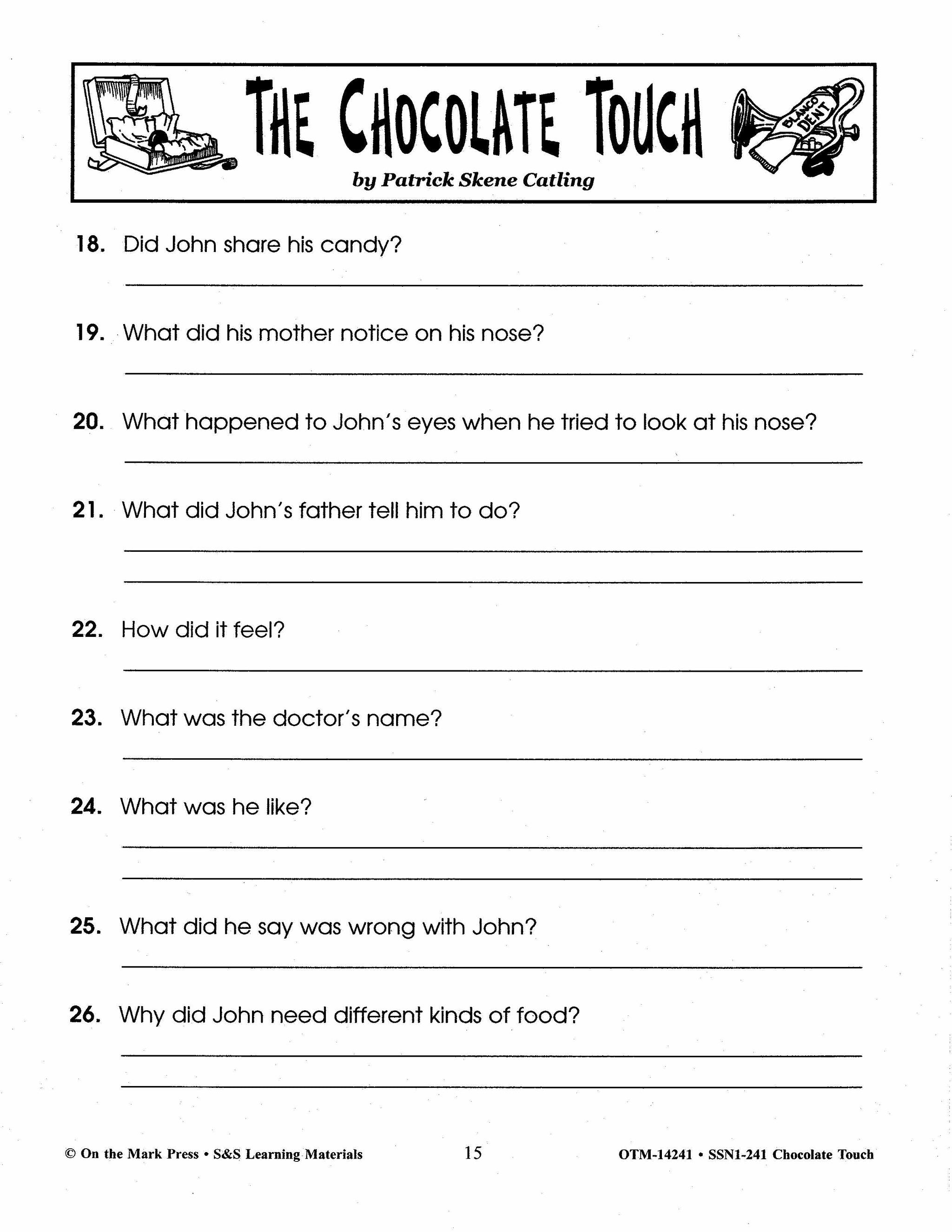 Chocolate Touch, by Patrick Skene Cating Lit Link Grades 4-6