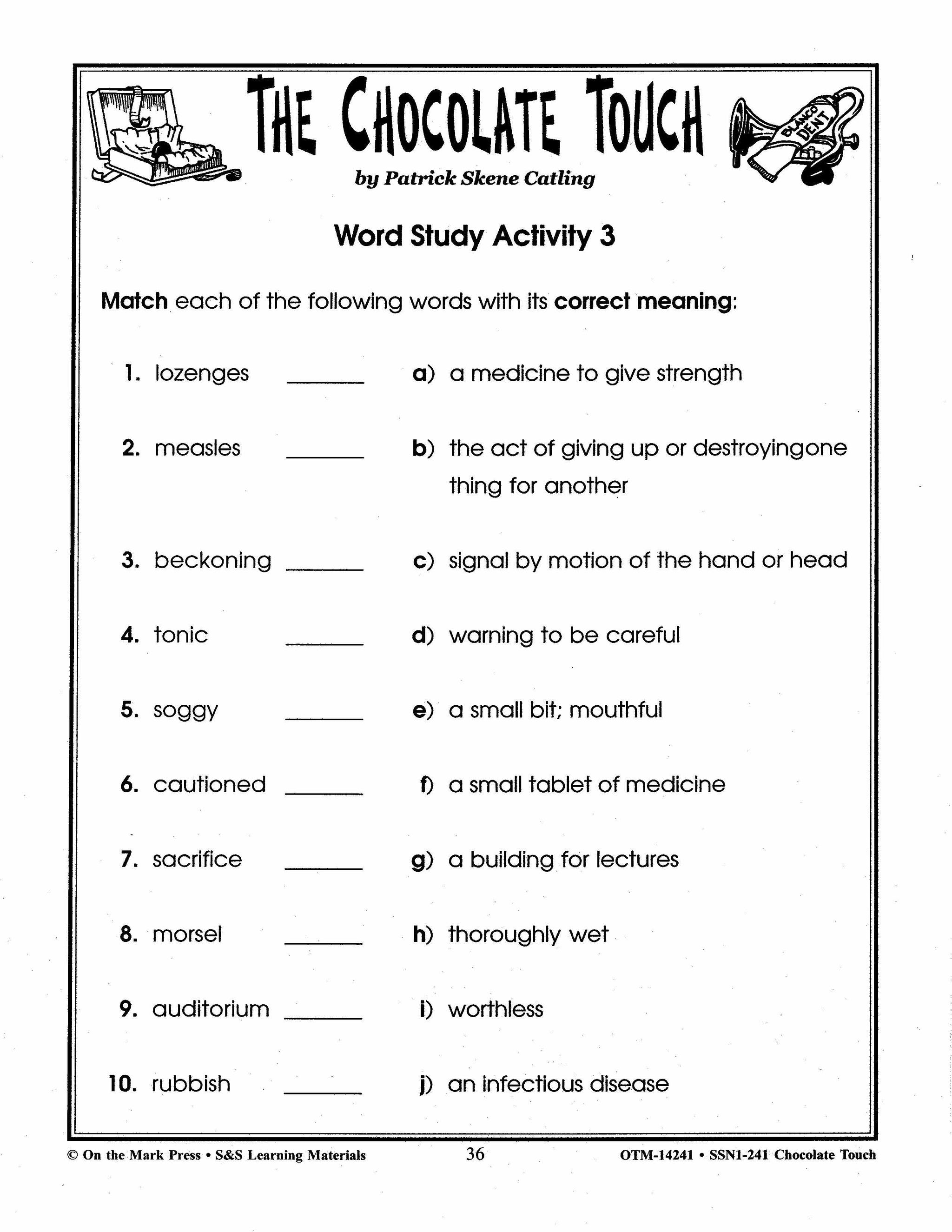 Chocolate Touch, by Patrick Skene Cating Lit Link Grades 4-6