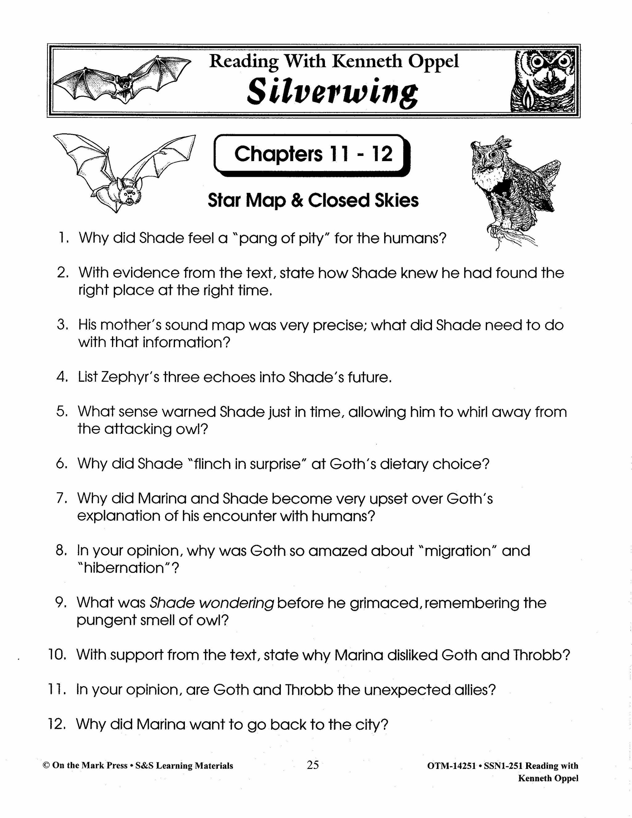 Reading with Kenneth Oppel Author Study Grades 4-6 Silverwing, Sunwing & Firewing