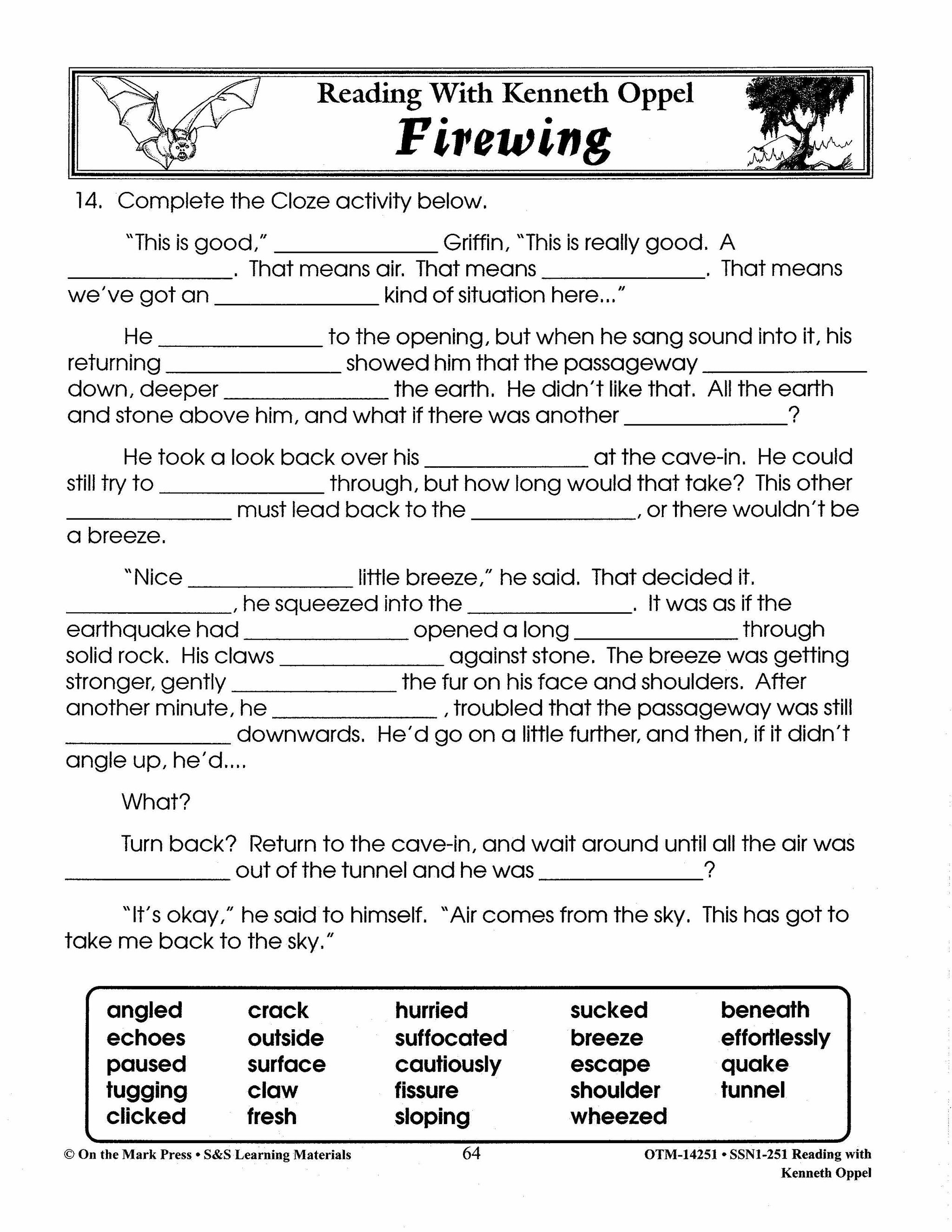 Reading with Kenneth Oppel Author Study Grades 4-6 Silverwing, Sunwing & Firewing