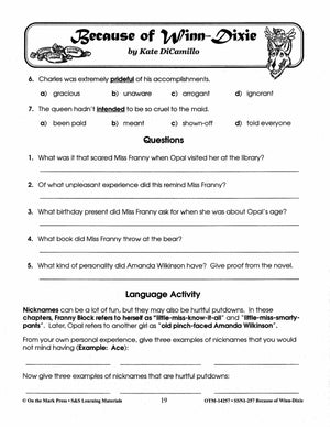 Because of Winn Dixie, by Kate DiCamillo Lit Link Grades 4-6