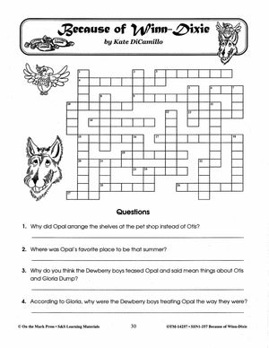 Because of Winn Dixie, by Kate DiCamillo Lit Link Grades 4-6