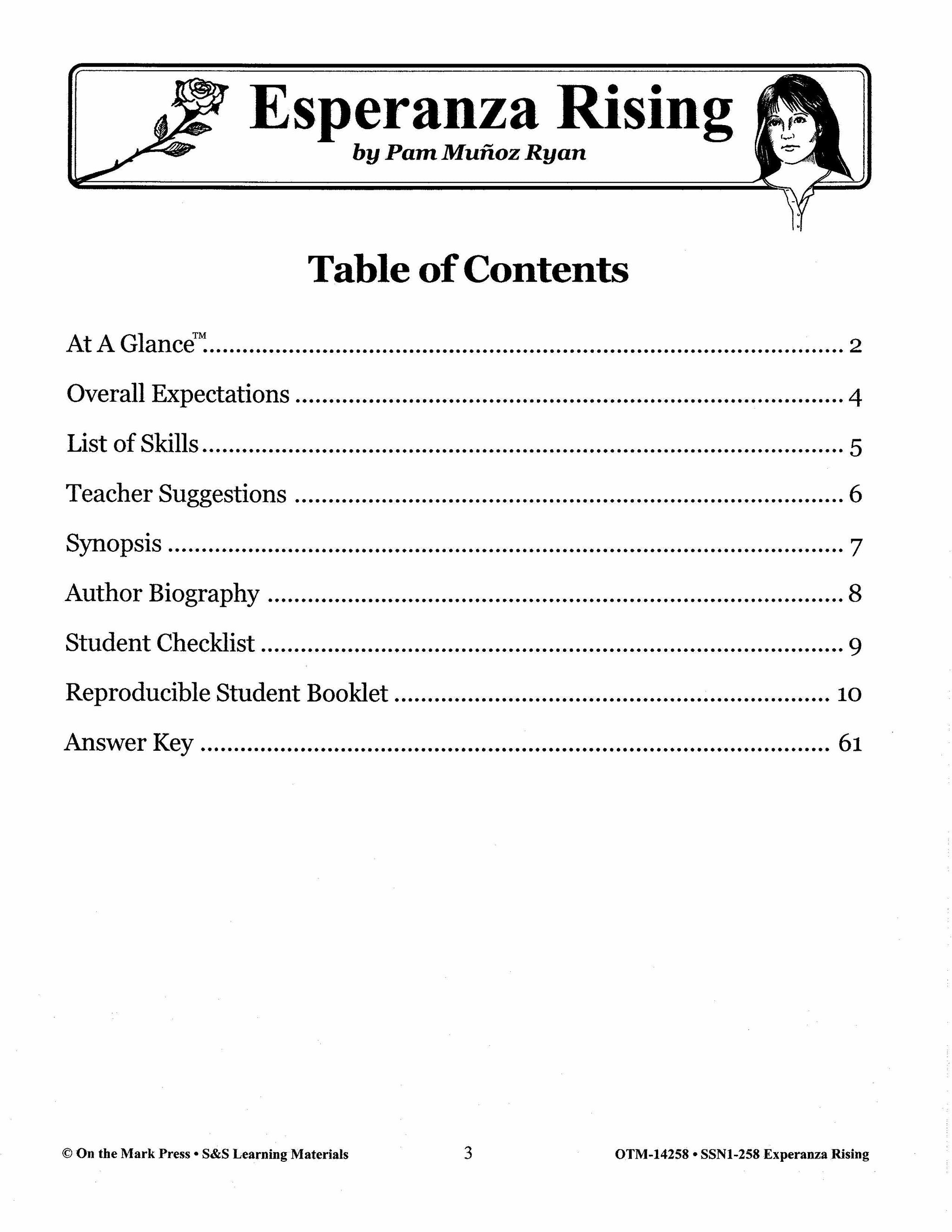 Esperanza Rising, by Pam Munoz Ryan Lit Link Grades 4-6