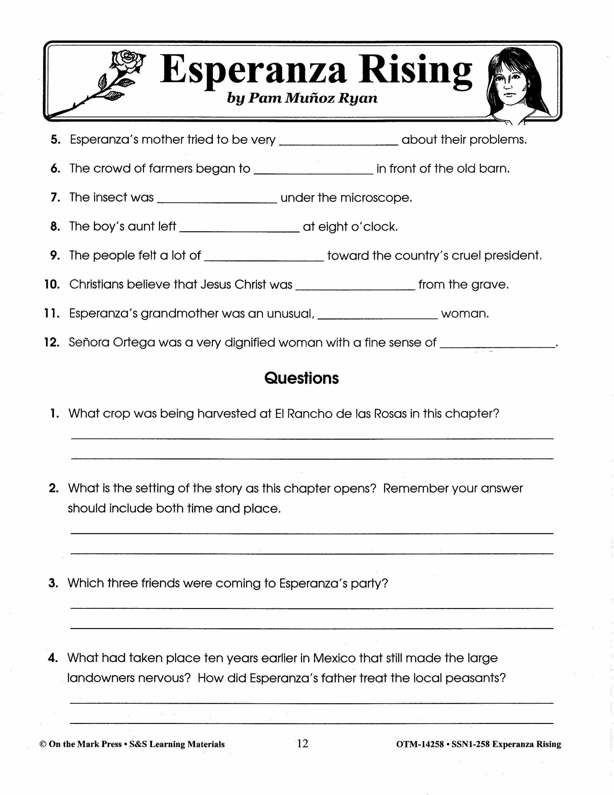 Esperanza Rising, by Pam Munoz Ryan Lit Link Grades 4-6