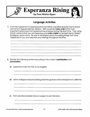 Esperanza Rising, by Pam Munoz Ryan Lit Link Grades 4-6