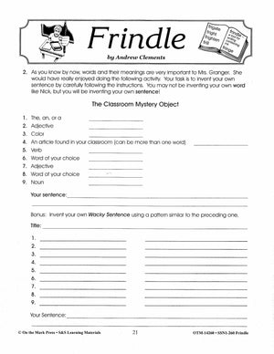 Frindle, by Andrew Clements Lit Link Grades 4-6