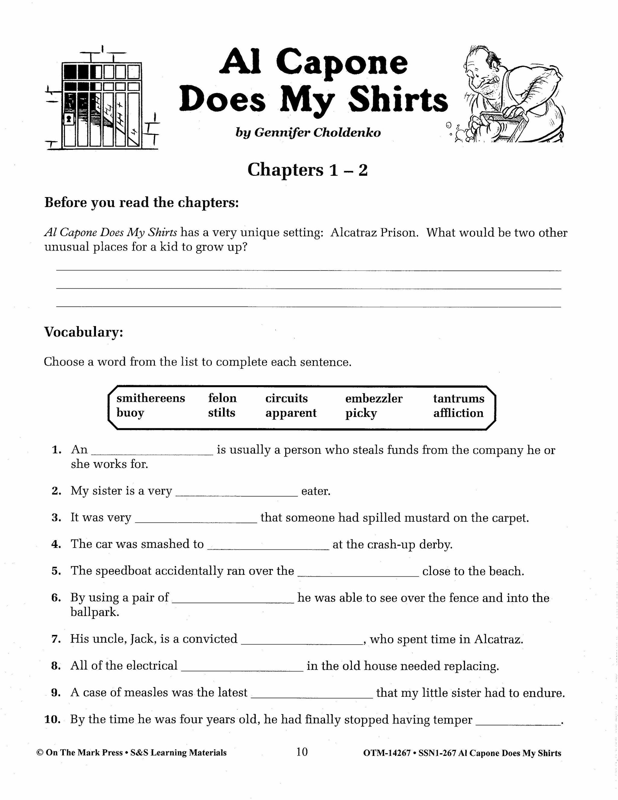Al Capone Does My Shirts by Gennifer Choldenko Lit Link Grades 4-6