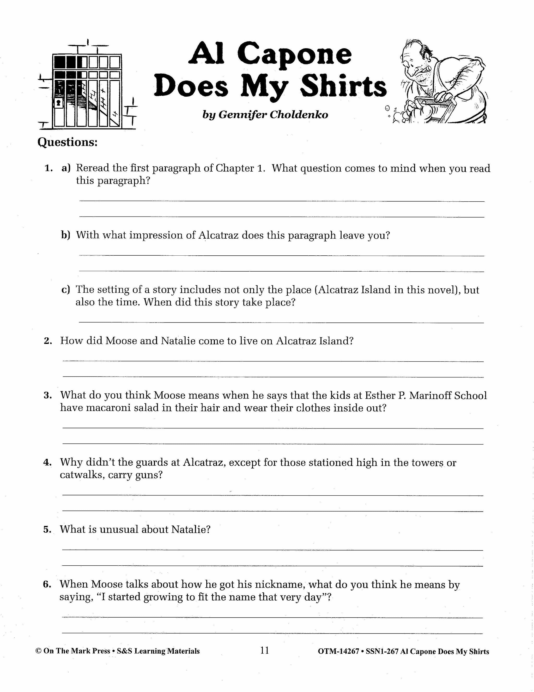 Al Capone Does My Shirts by Gennifer Choldenko Lit Link Grades 4-6