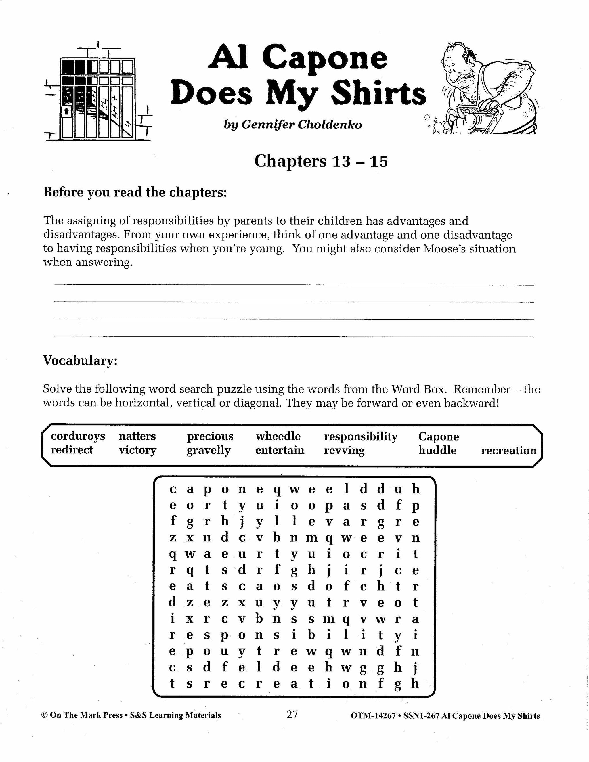 Al Capone Does My Shirts by Gennifer Choldenko Lit Link Grades 4-6