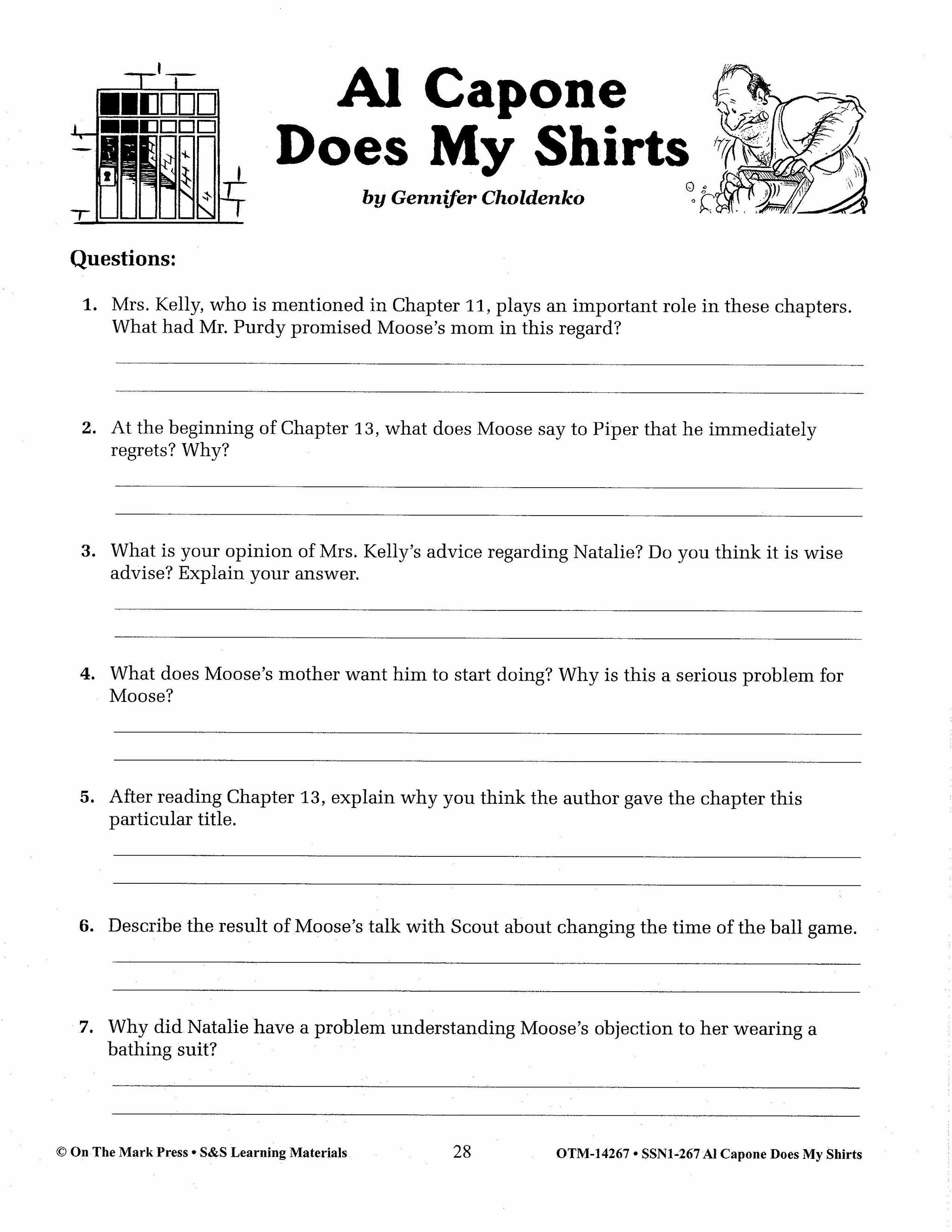 Al Capone Does My Shirts by Gennifer Choldenko Lit Link Grades 4-6