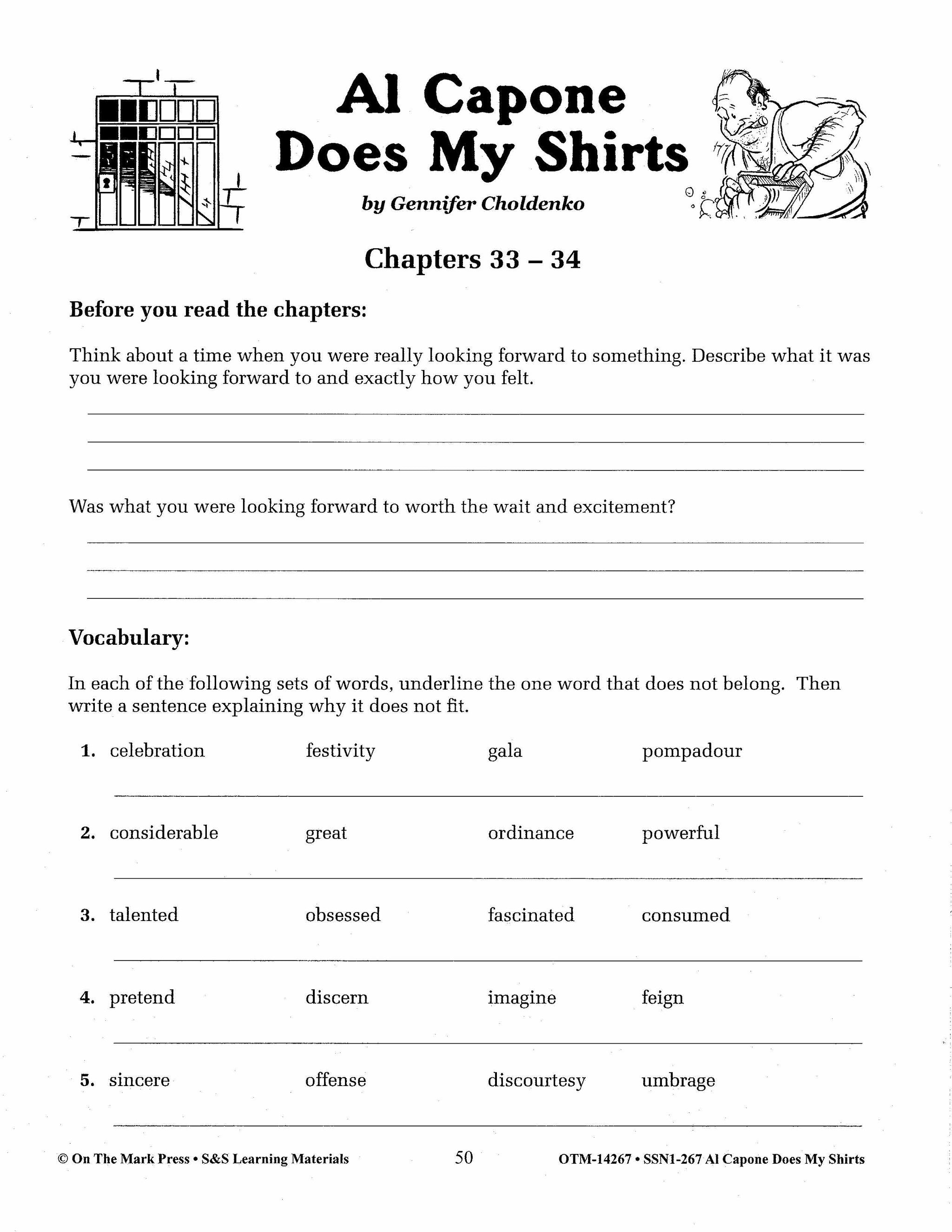 Al Capone Does My Shirts by Gennifer Choldenko Lit Link Grades 4-6