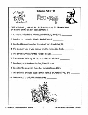 Rabbits in Literature - Serendipity Series - Stephen Cosgrove- Grades 3-5