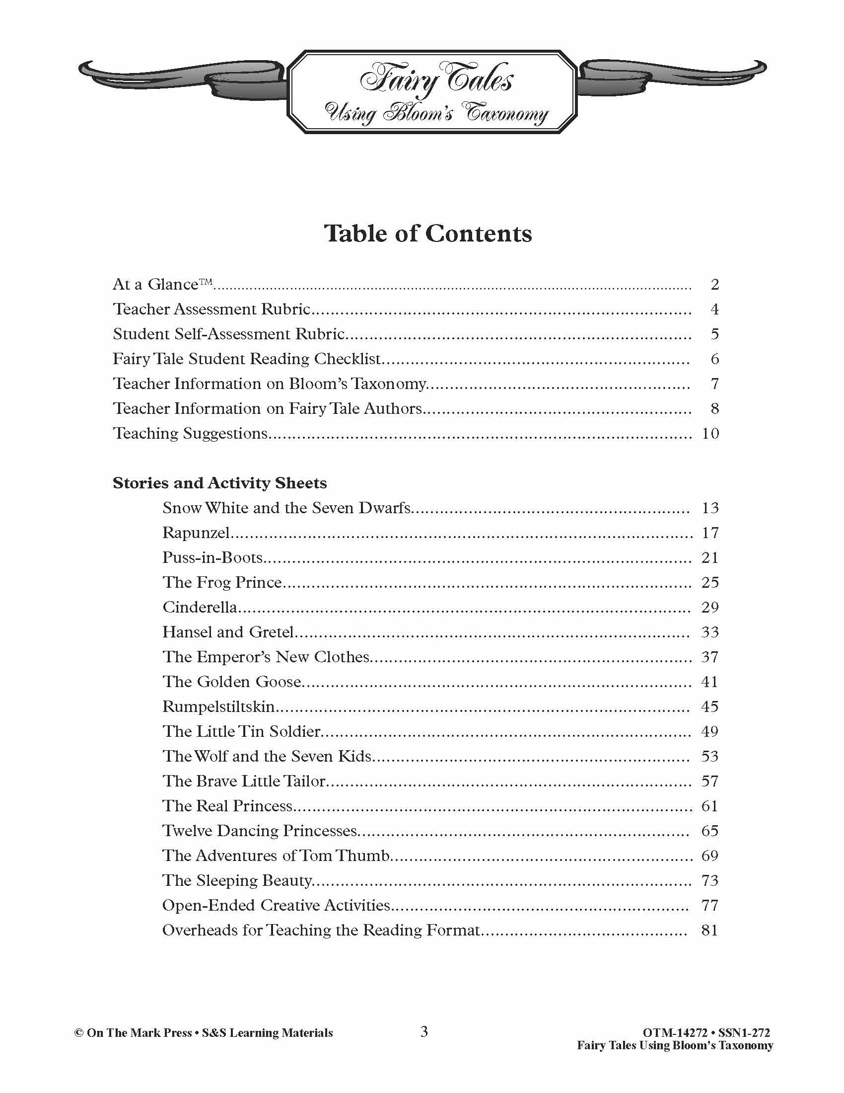 Fairy Tales using Blooms' Taxonomy: Grades 3-5