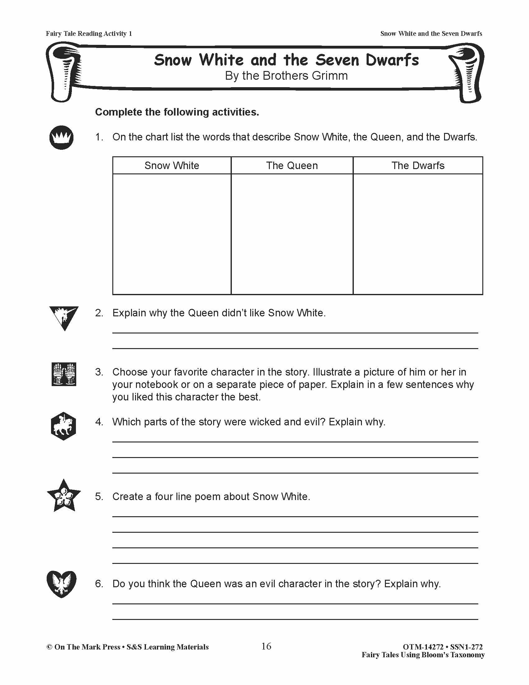 Fairy Tales using Blooms' Taxonomy: Grades 3-5