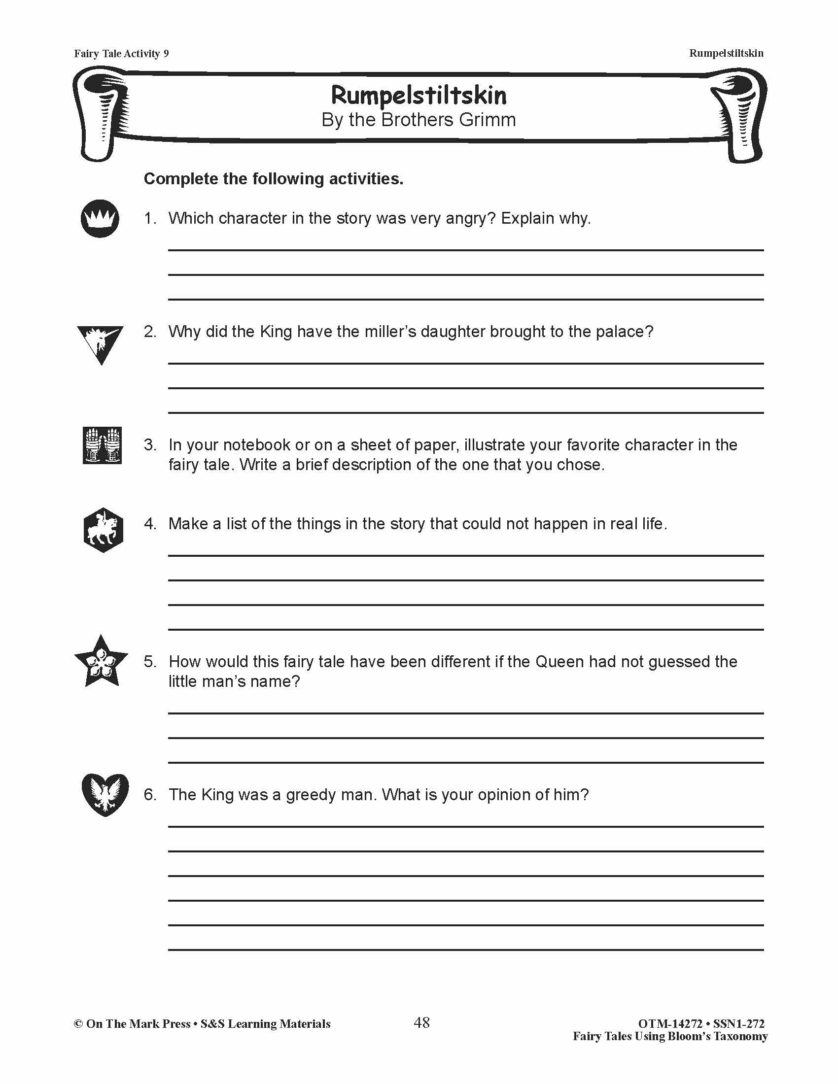 Fairy Tales using Blooms' Taxonomy: Grades 3-5