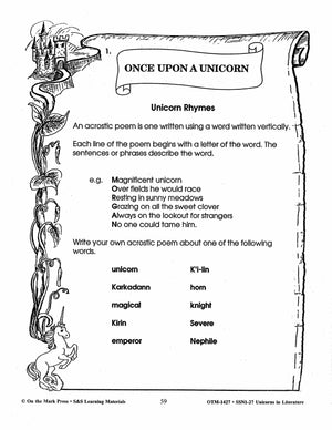 Unicorns in Literature Grades 3-5