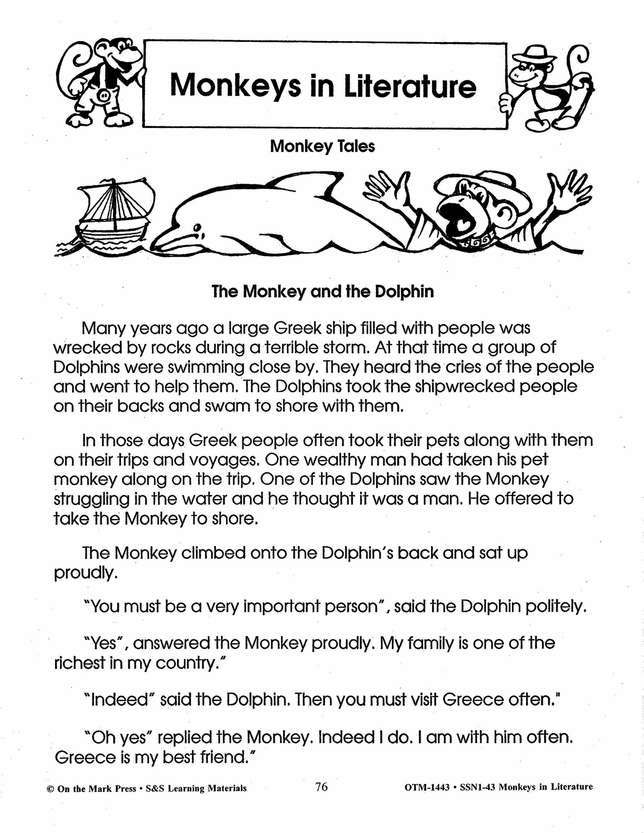 Monkeys in Literature - Curious George & Arthur Lessons Grades 2-4