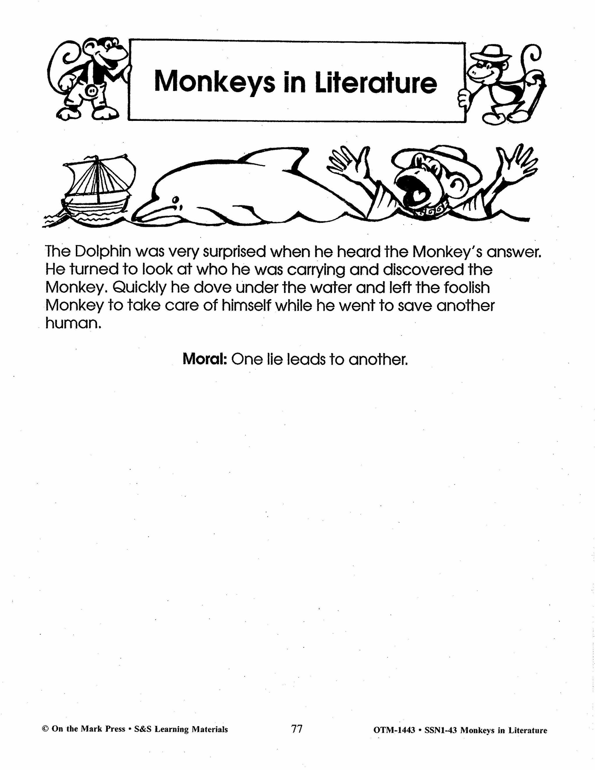 Monkeys in Literature - Curious George & Arthur Lessons Grades 2-4