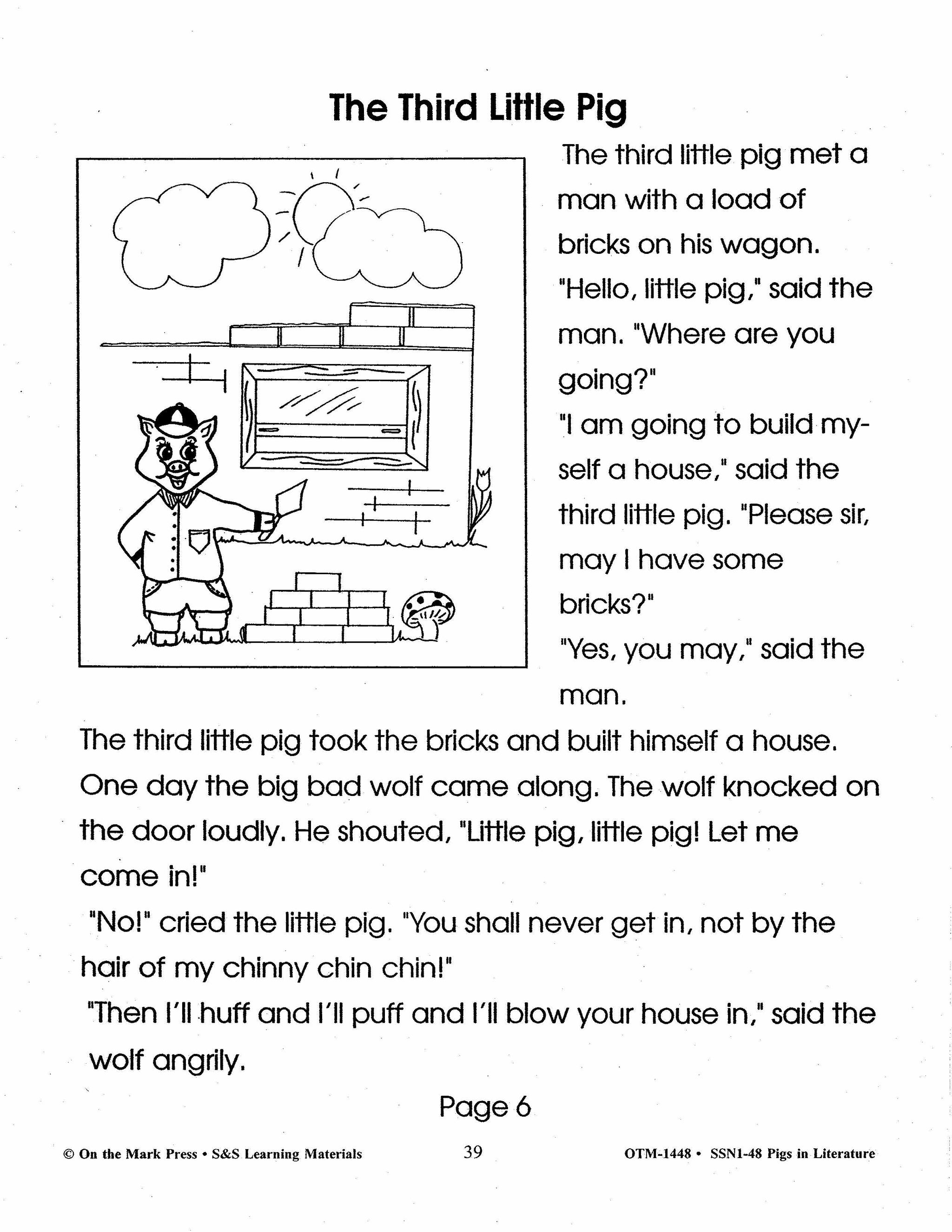 Pigs in Literature - The Three Little Pigs Grades 2-4