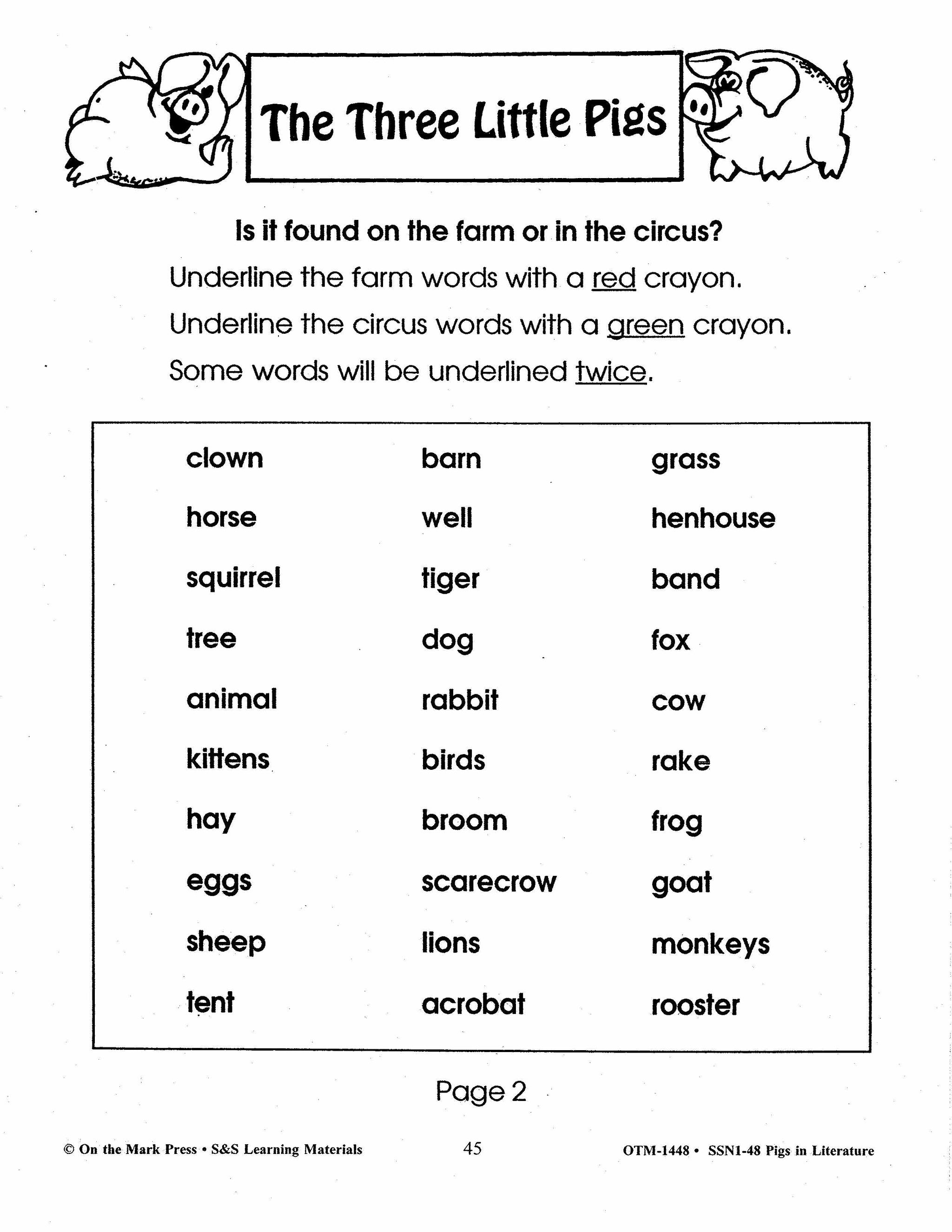 Pigs in Literature - The Three Little Pigs Grades 2-4
