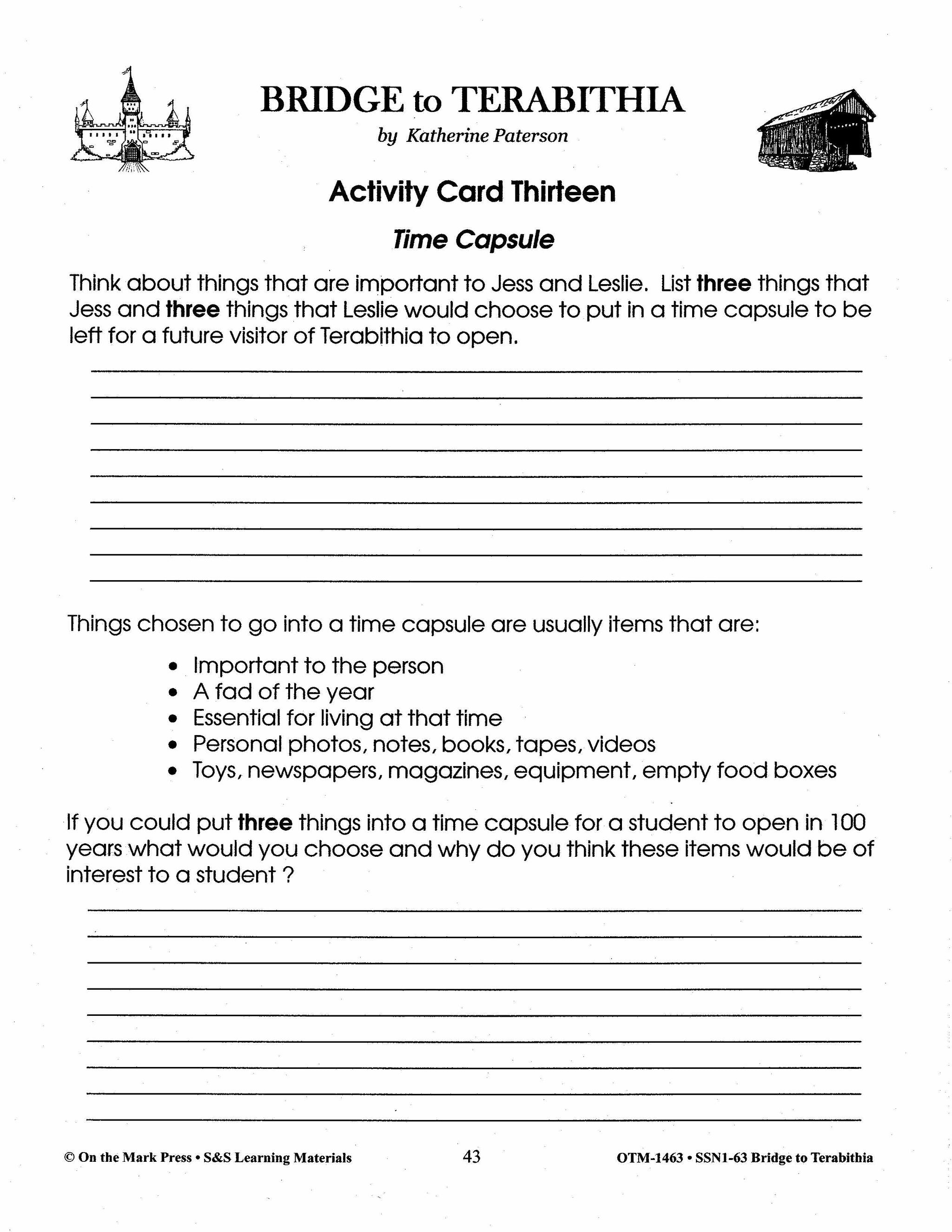 Bridge to Terabithia, by Katherine Paterson Lit Link Grades 4-6