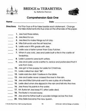 Bridge to Terabithia, by Katherine Paterson Lit Link Grades 4-6