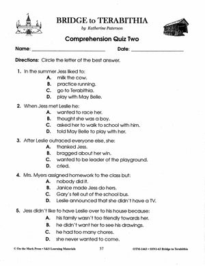 Bridge to Terabithia, by Katherine Paterson Lit Link Grades 4-6