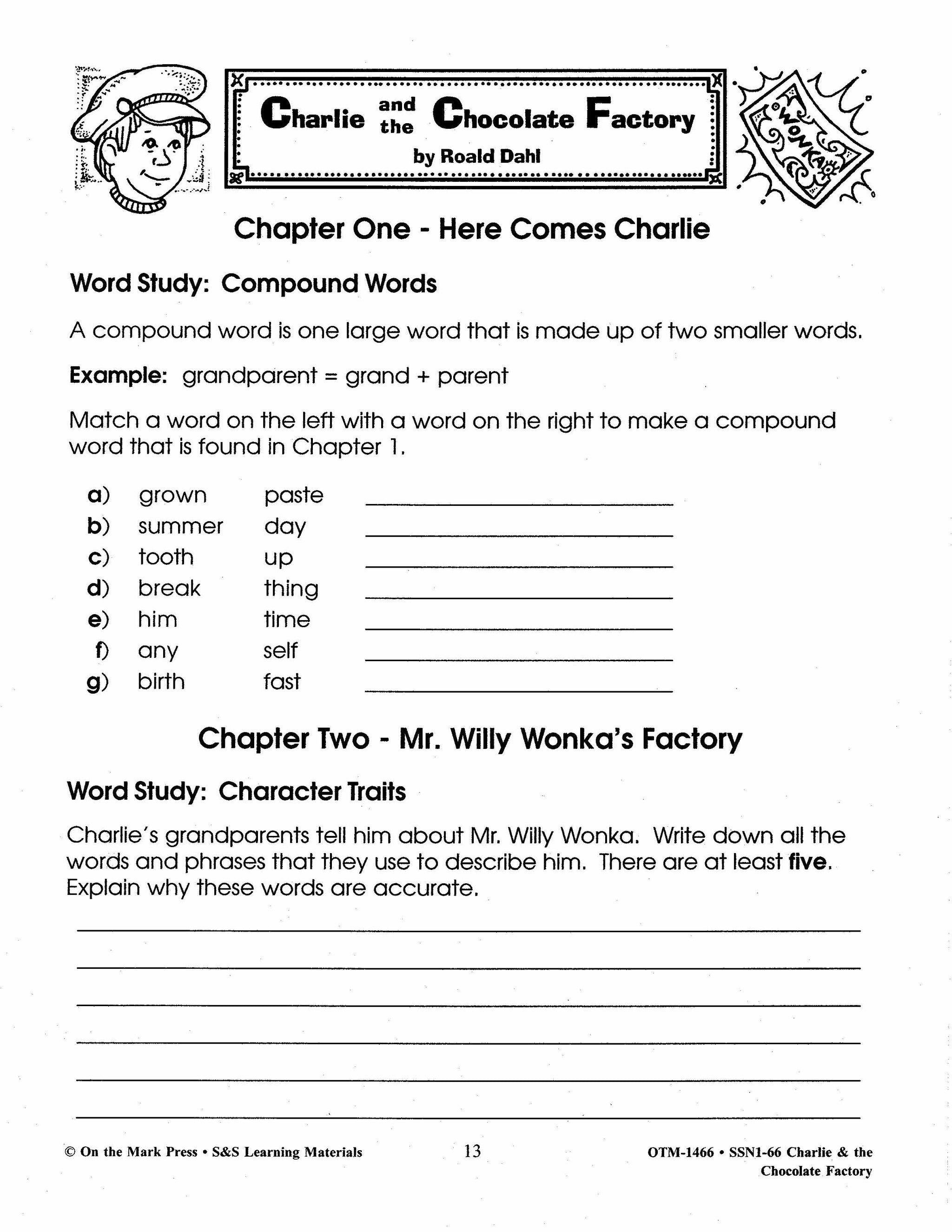 Charlie & the Chocolate Factory, by Ronald Dahl Lit Link Grades 4-6