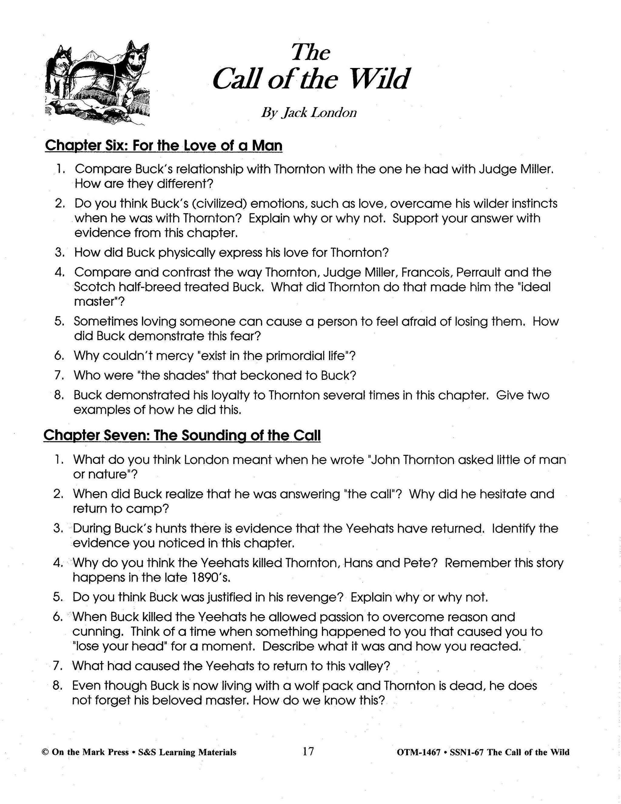 Call of the Wild, by Jack London Lit Link Grades 7-8