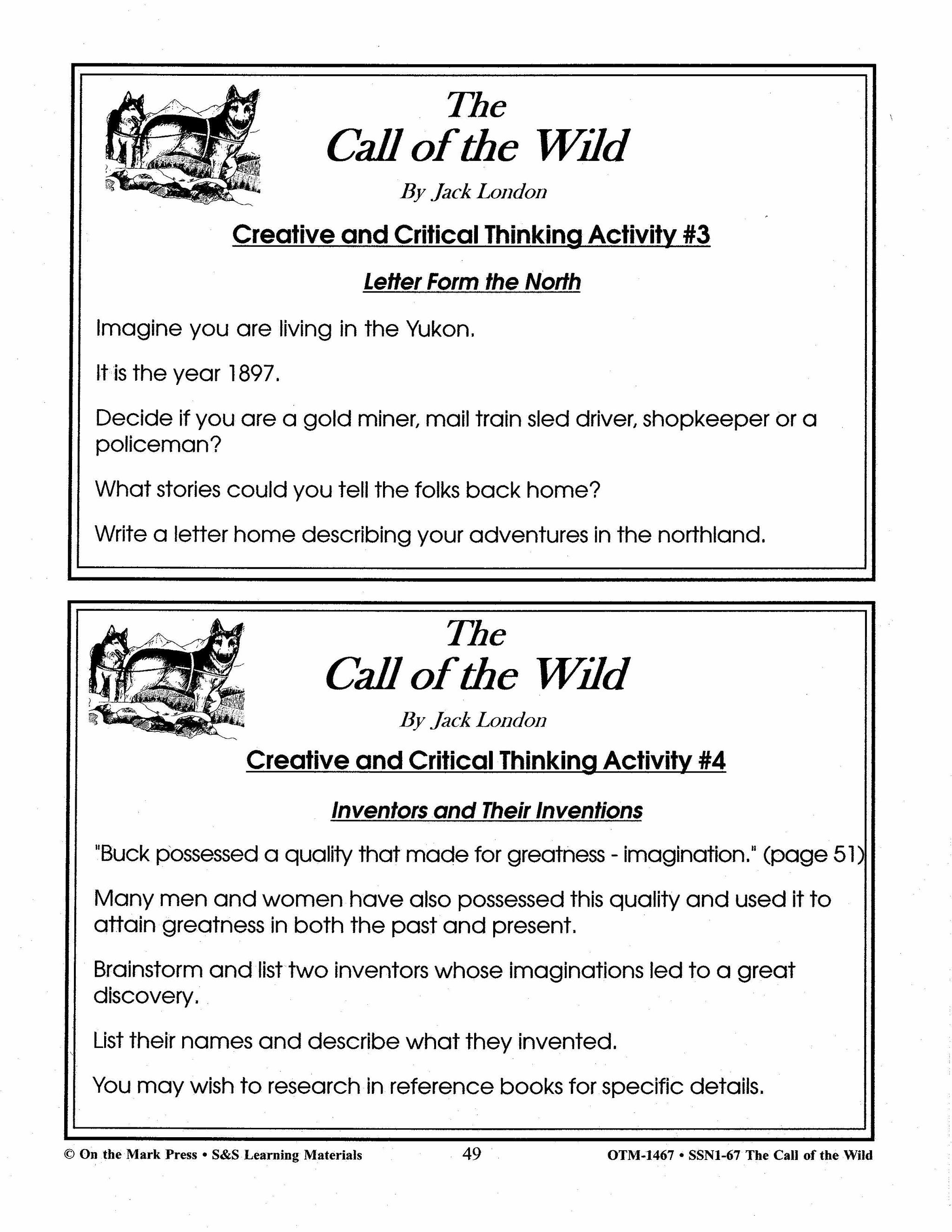 Call of the Wild, by Jack London Lit Link Grades 7-8