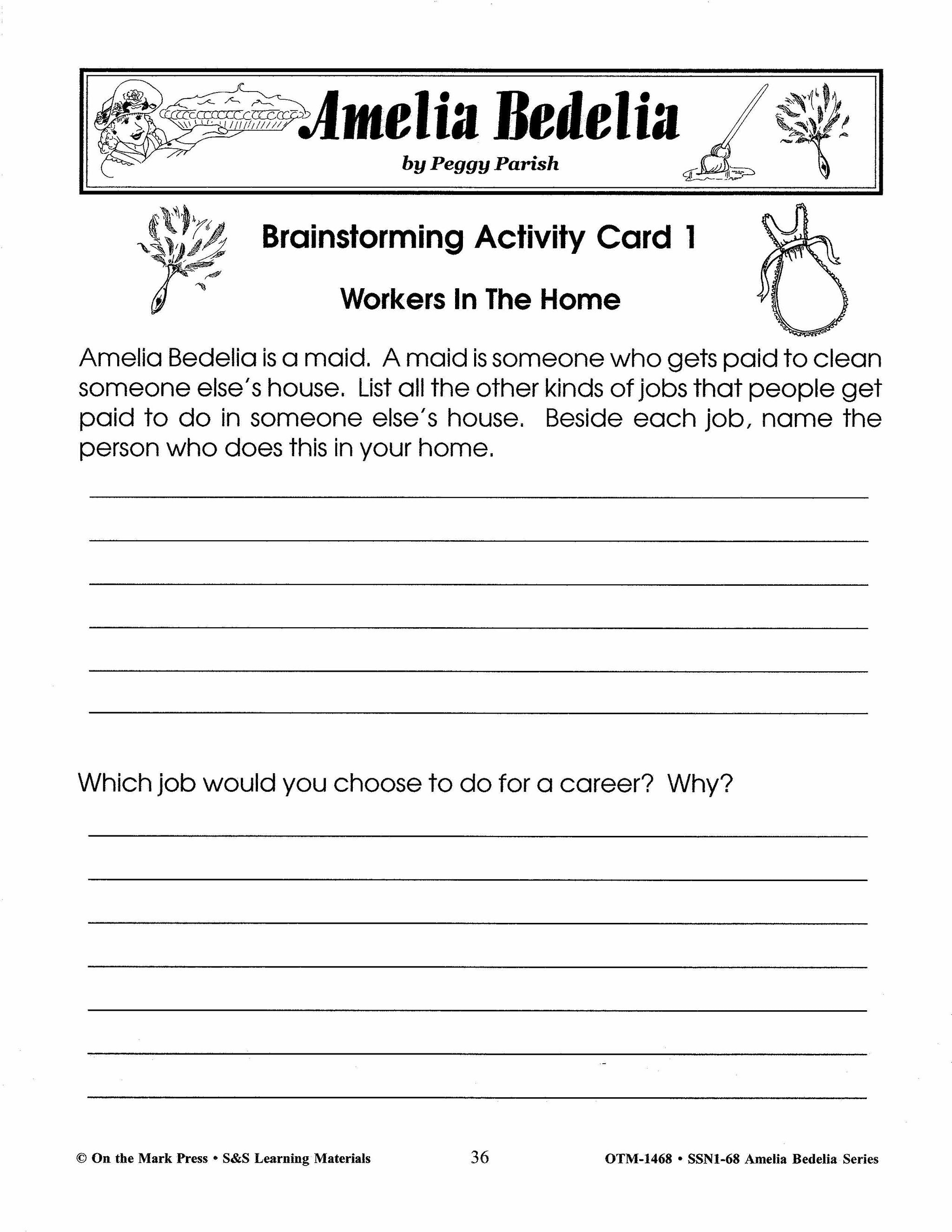 Amelia Bedelia, by Peggy Parish Lit Link/Novel Study Grades 1-3