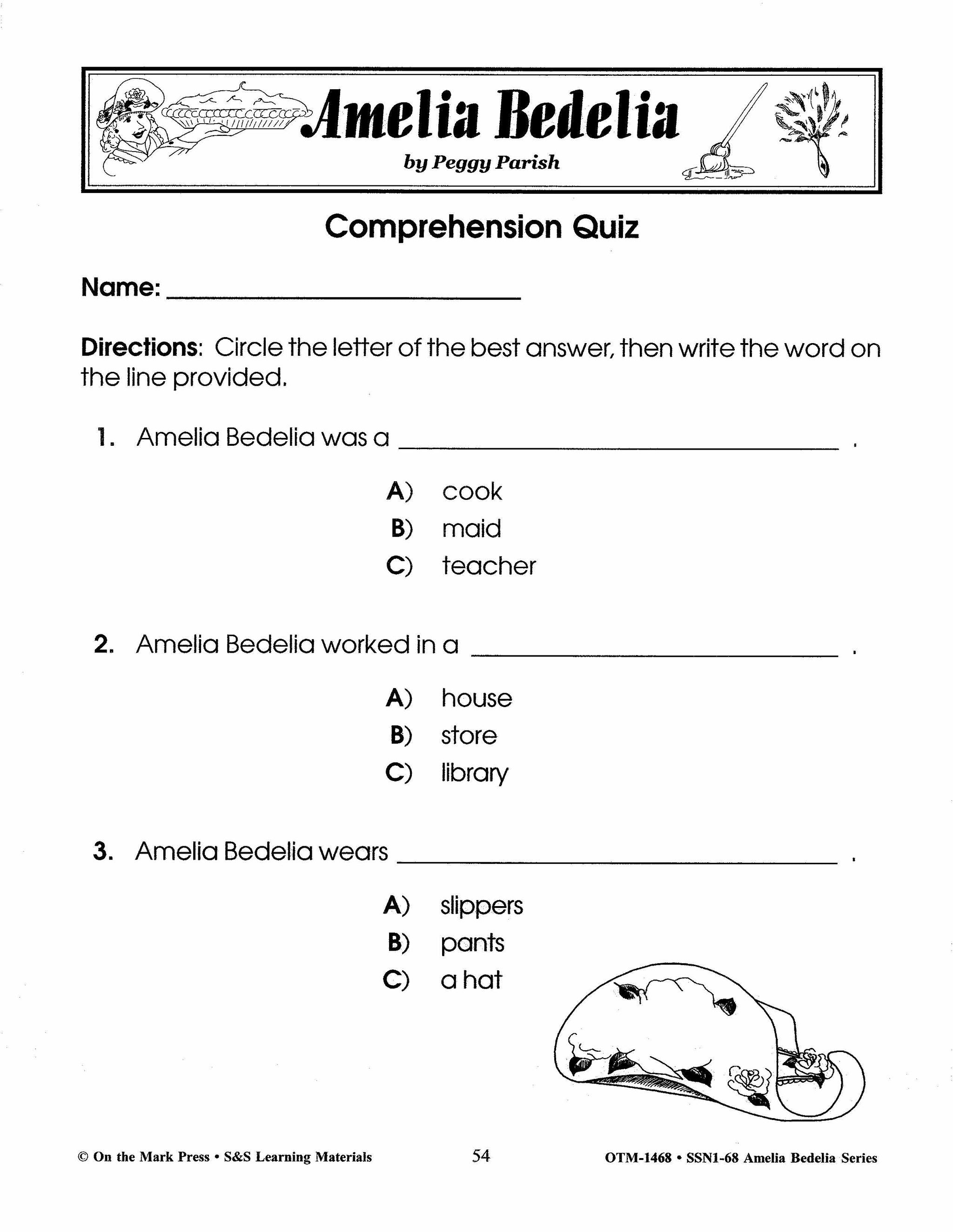 Amelia Bedelia, by Peggy Parish Lit Link/Novel Study Grades 1-3