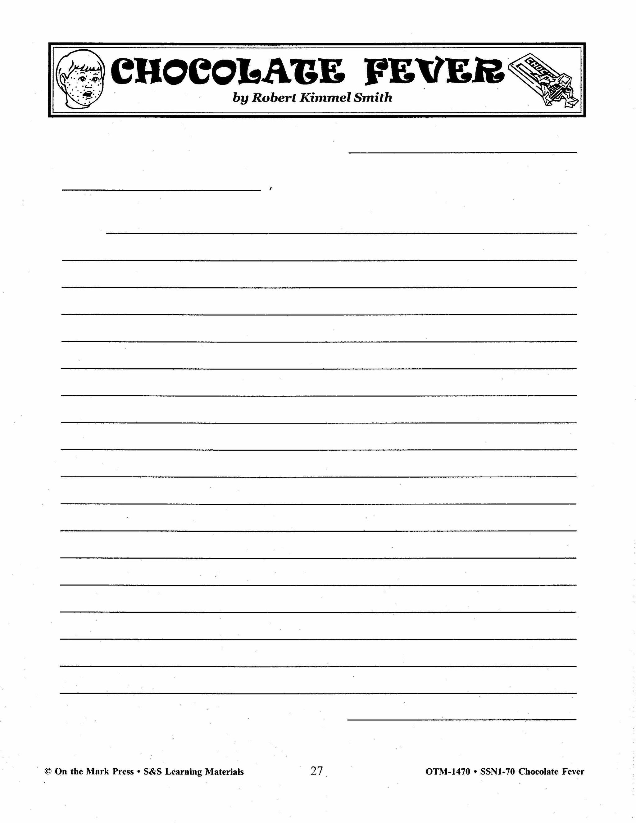 Chocolate Fever, by Robert Kimmel Smith Lit Link Grades 4-6