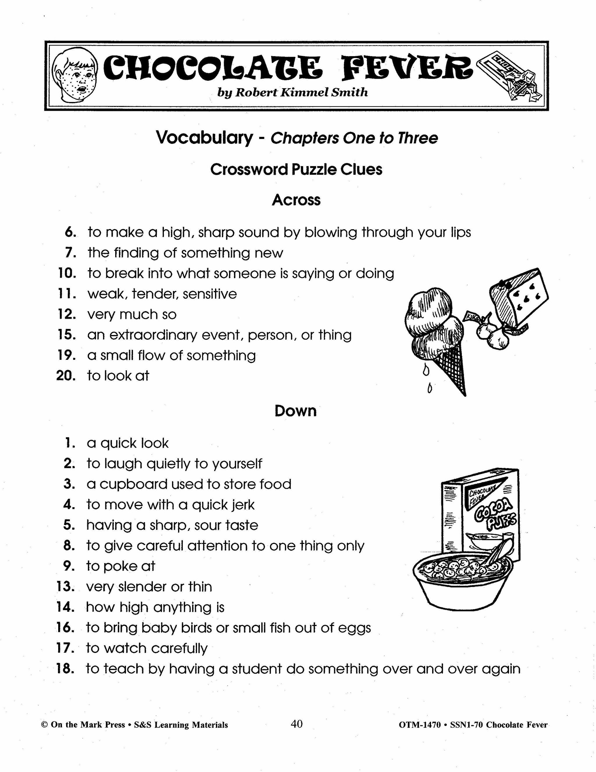 Chocolate Fever, by Robert Kimmel Smith Lit Link Grades 4-6