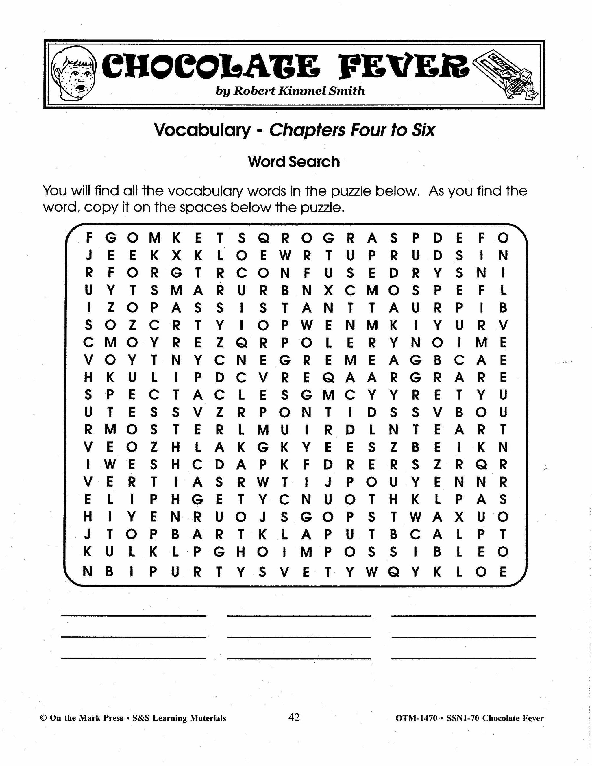 Chocolate Fever, by Robert Kimmel Smith Lit Link Grades 4-6