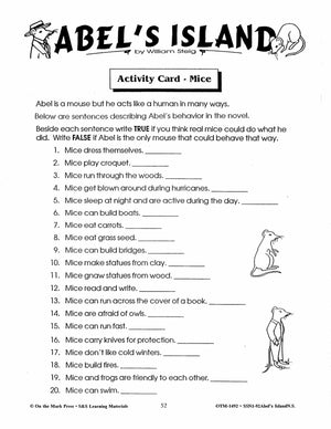 Abel's Island, by William Steig Lit Link Grades 4-6