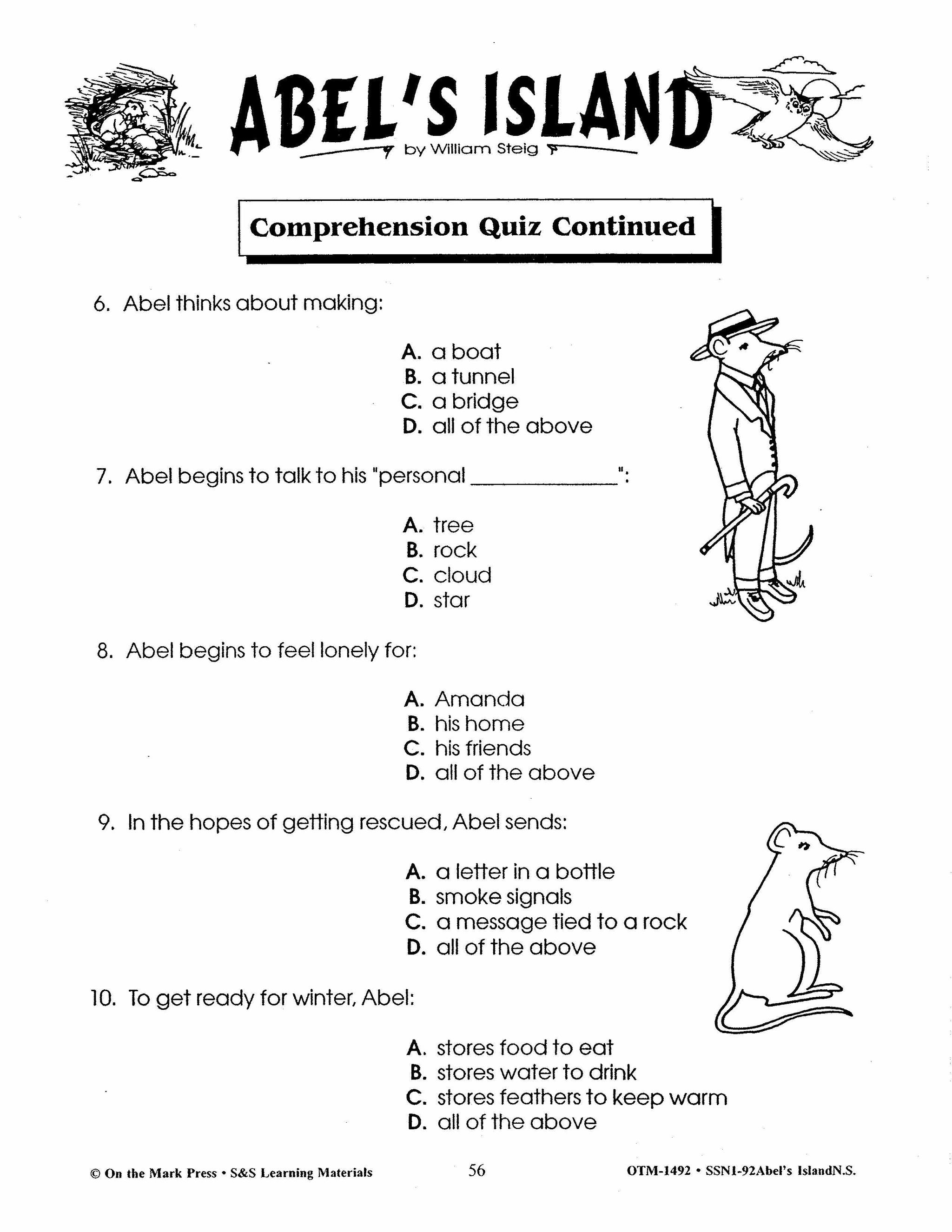 Abel's Island, by William Steig Lit Link Grades 4-6