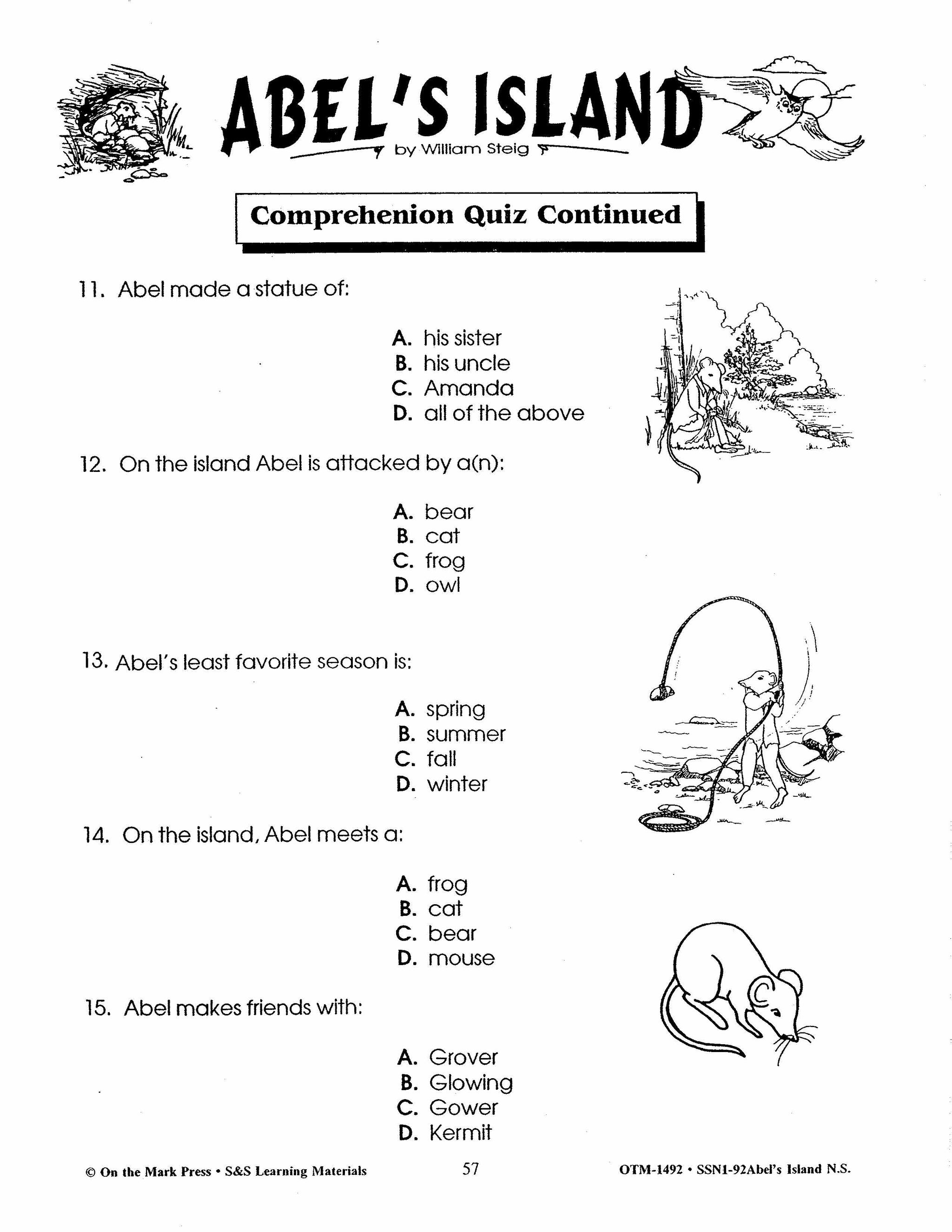 Abel's Island, by William Steig Lit Link Grades 4-6