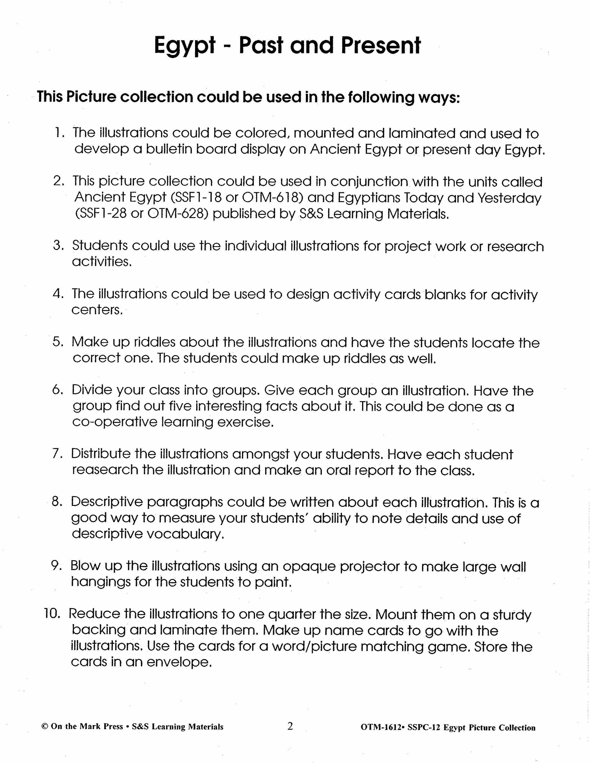 Egypt Black & White Picture Collection Grades 1-8