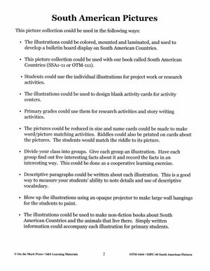 South America Black & White Picture Collection Grades 2-8