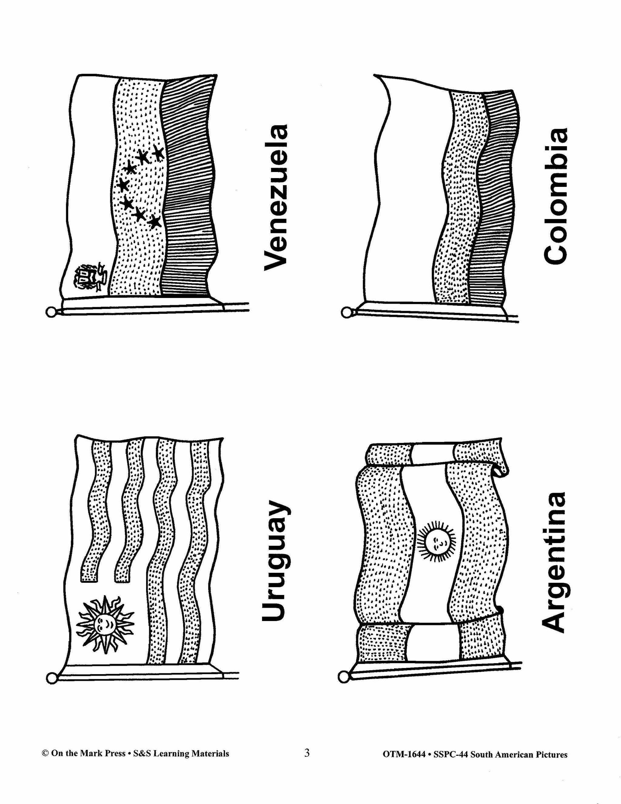 South America Black & White Picture Collection Grades 2-8