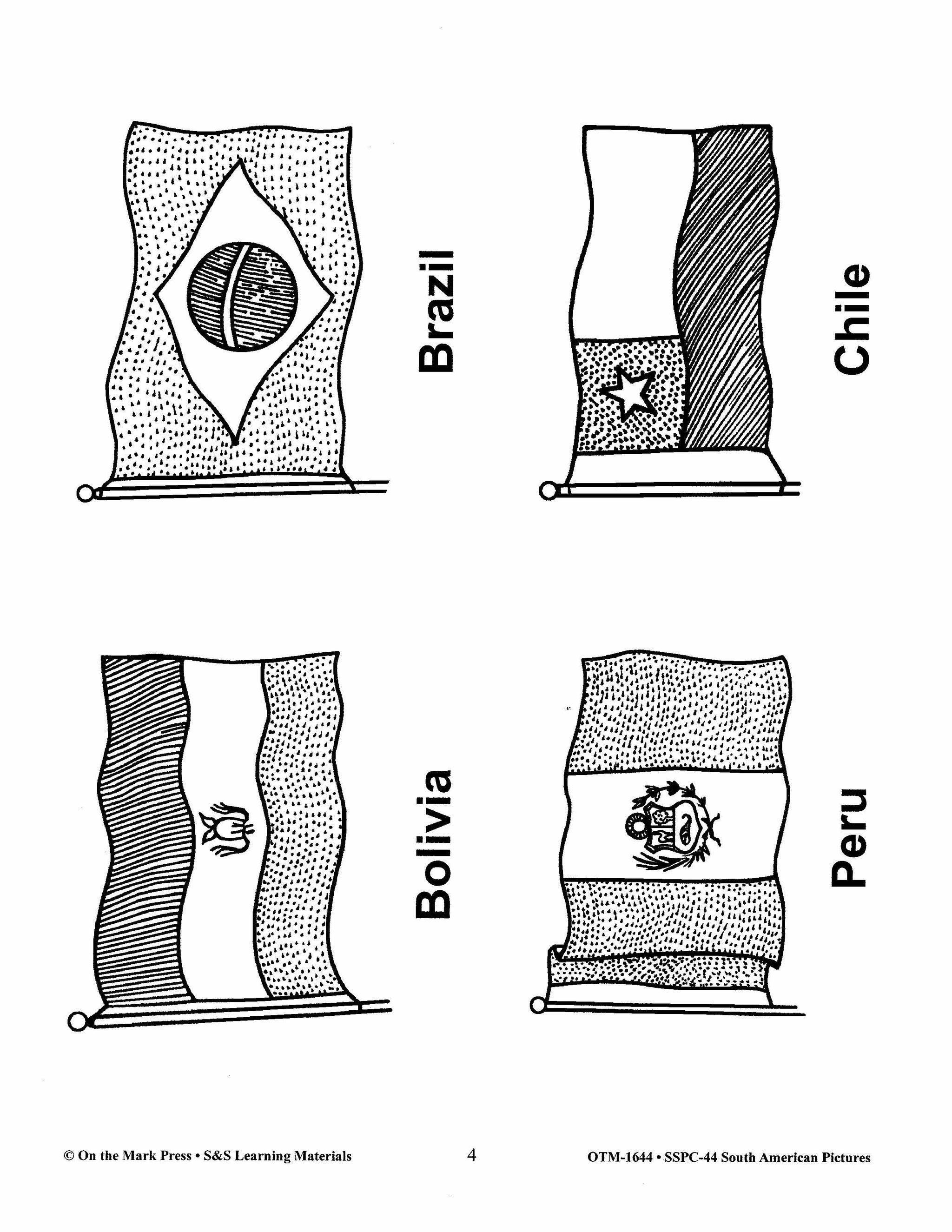 South America Black & White Picture Collection Grades 2-8