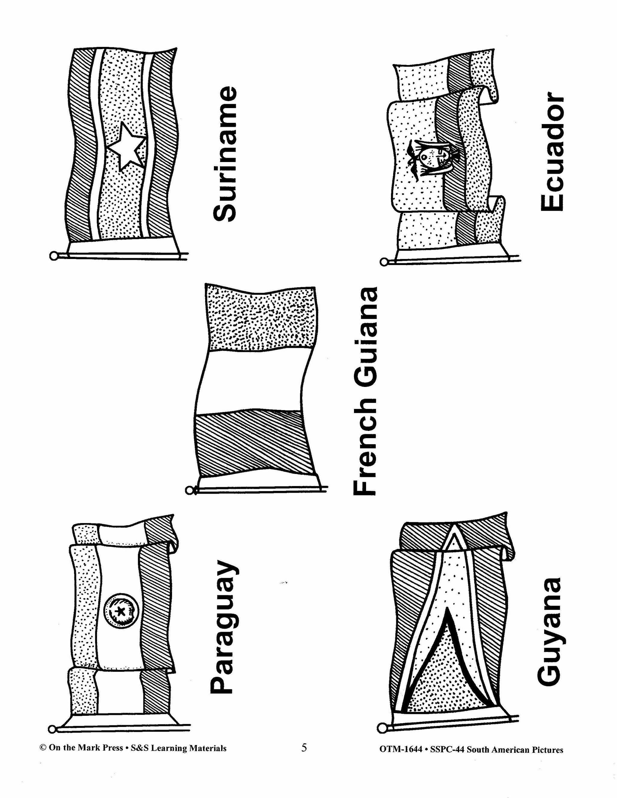 South America Black & White Picture Collection Grades 2-8