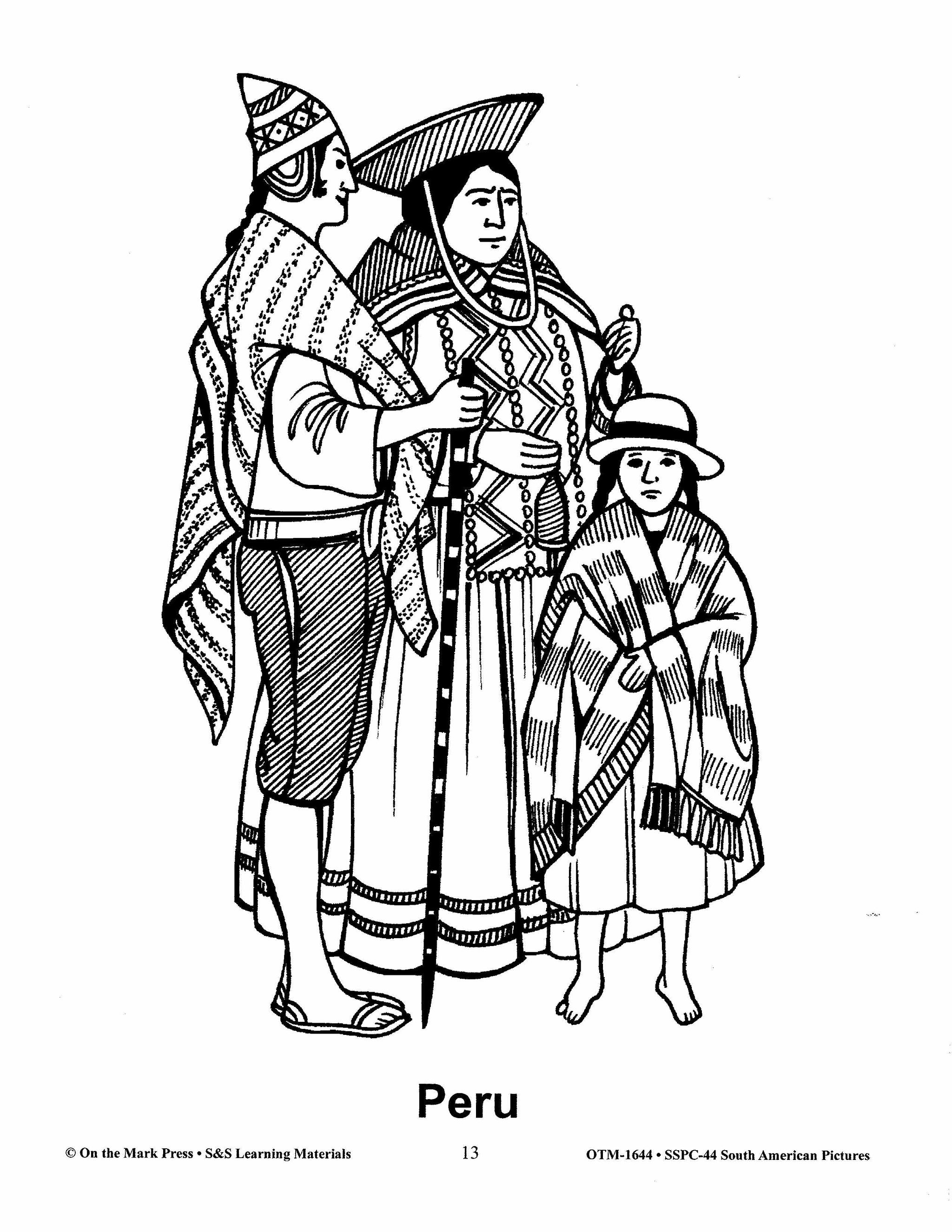 South America Black & White Picture Collection Grades 2-8