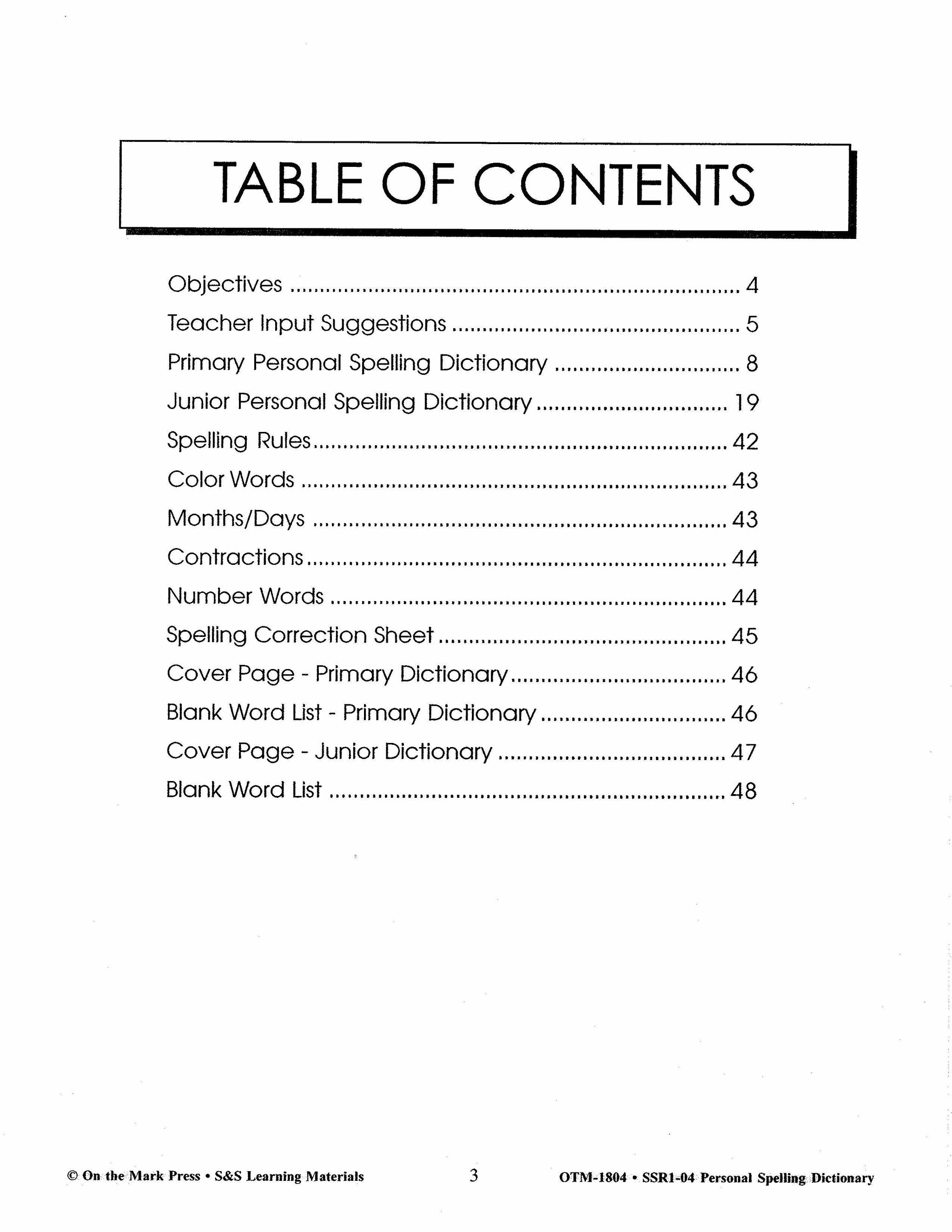 Personal Spelling Dictionary Grades 2-5