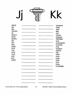 Personal Spelling Dictionary Grades 2-5