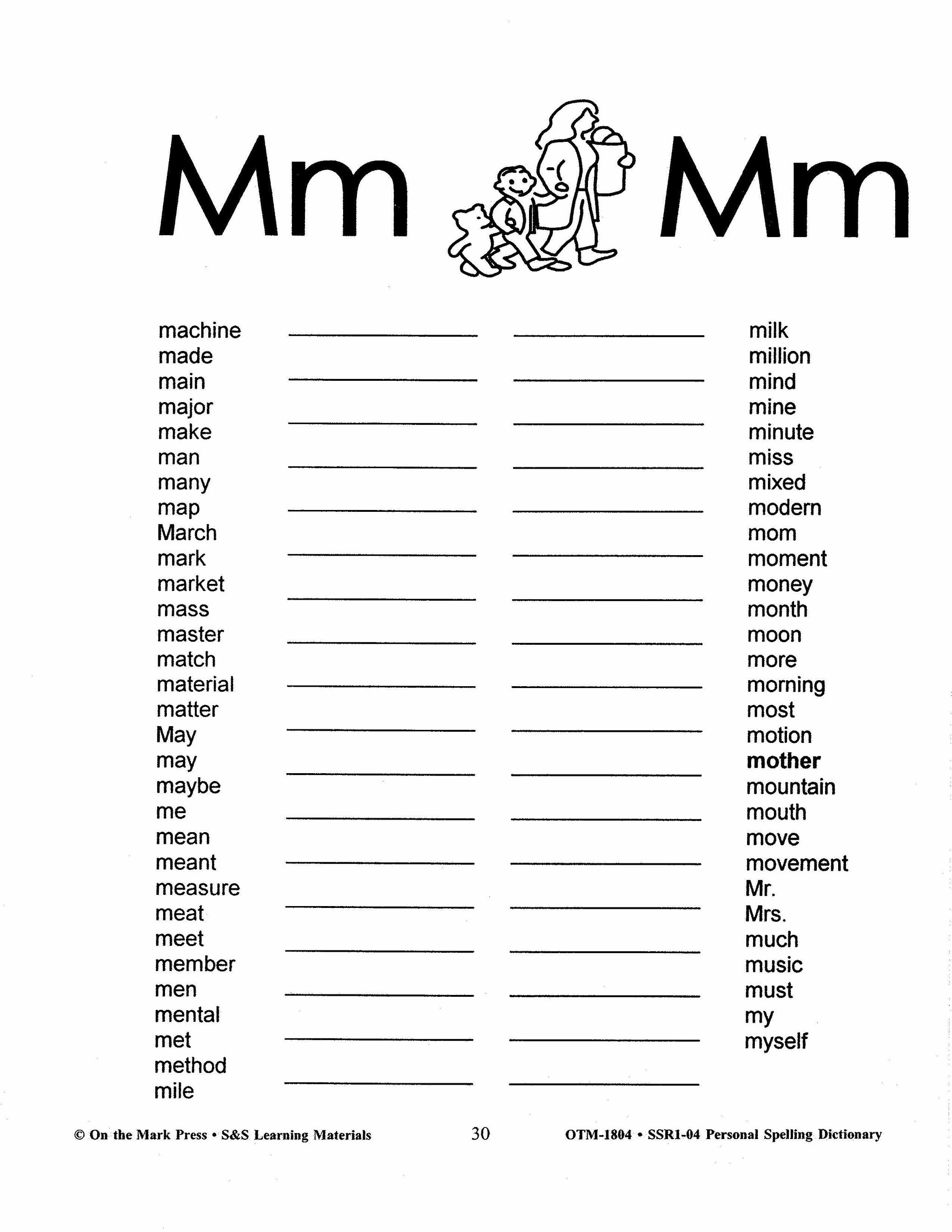 Personal Spelling Dictionary Grades 2-5