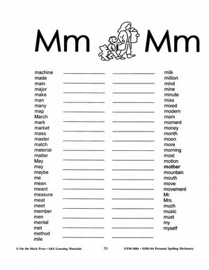 Personal Spelling Dictionary Grades 2-5